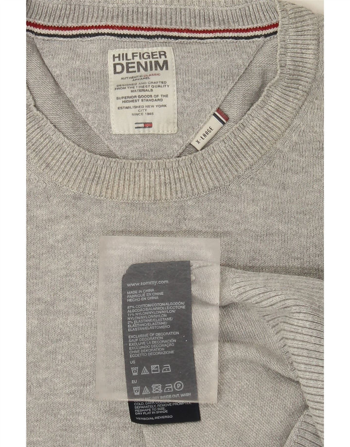 Tommy Hilfiger Mens Crew Neck Jumper Sweater XL Grey Cotton