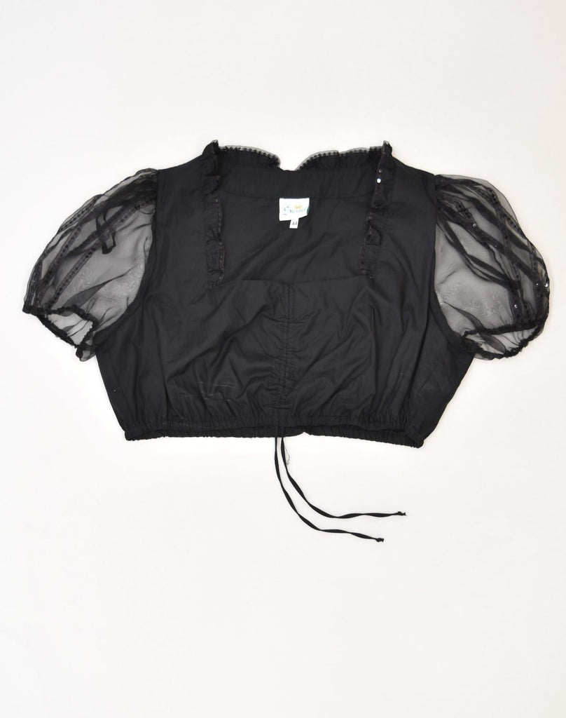 VINTAGE Womens Crop Blouse Top EU 44 XL Black Polyester | Vintage | Thrift | Second-Hand | Used Clothing | Messina Hembry 