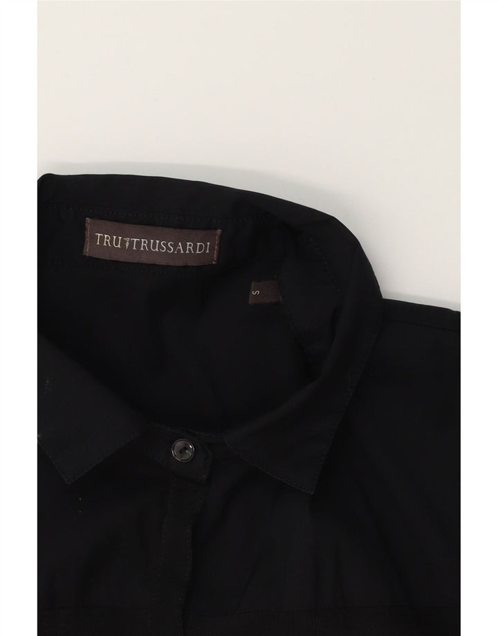 TRUSSARDI Womens Short Sleeve Shirt Blouse UK 10 Small Black Vintage Trussardi and Second-Hand Trussardi from Messina Hembry 