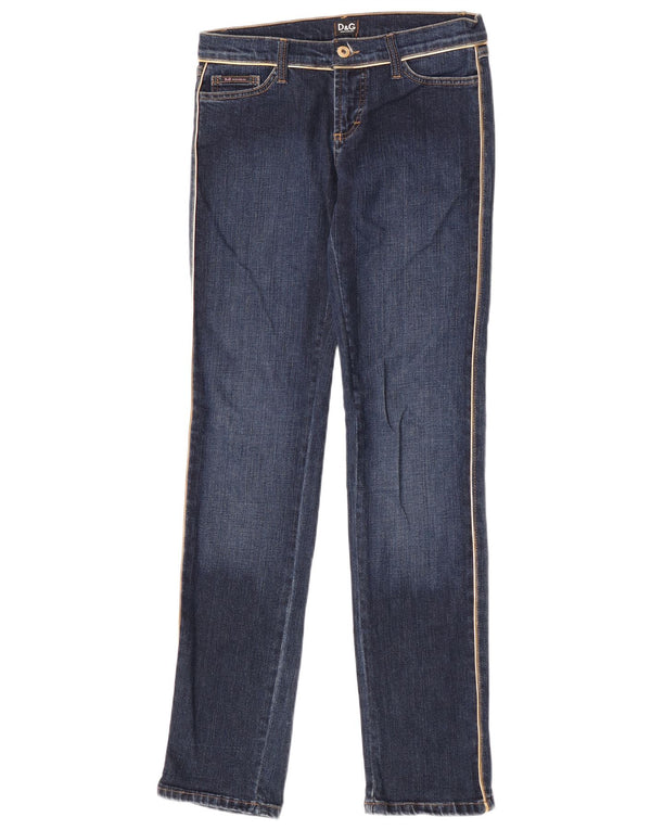 Dolce & Gabbana Womens Graphic Slim Jeans IT 42 Medium W28 L34 Navy Blue