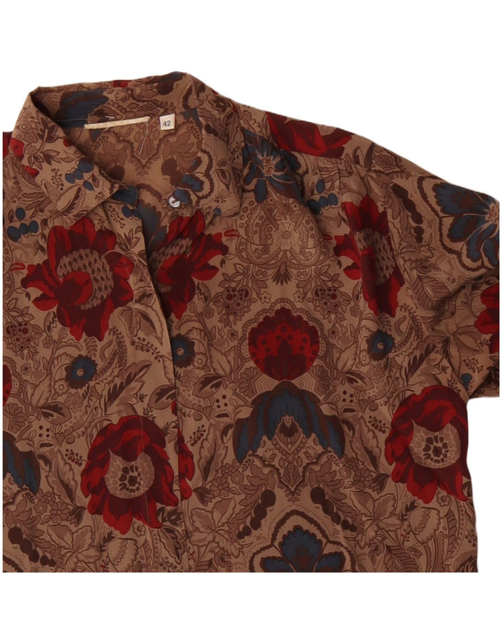 Vintage Womens Shirt Blouse IT 42 Medium Brown Floral