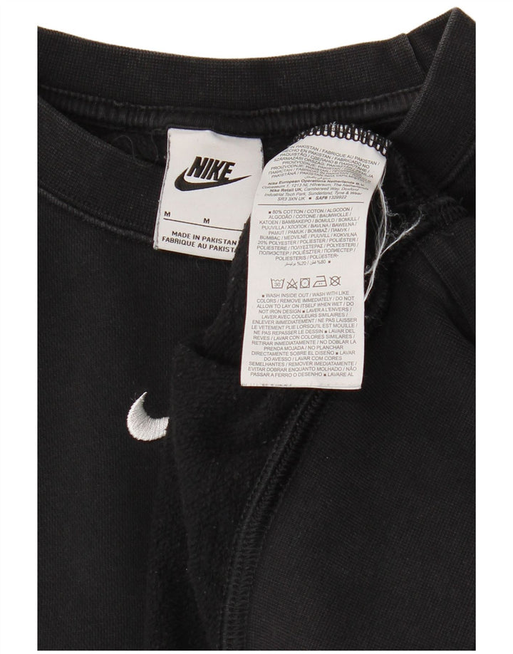 NIKE Womens Crop Oversized Sweatshirt Jumper UK 14 Medium Black Cotton