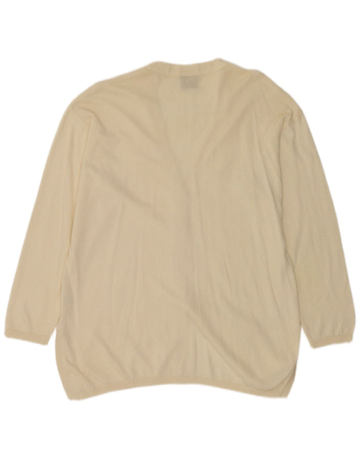 Krizia Womens Oversized Cardigan Sweater UK 18 XL Off White Cotton