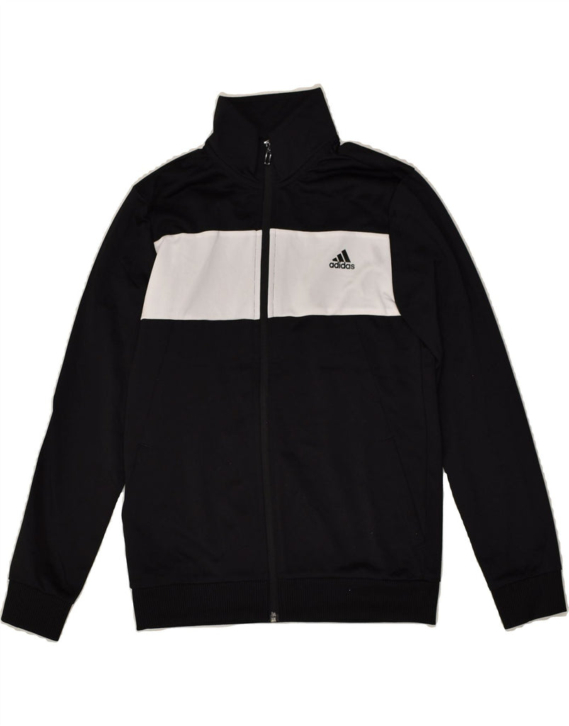 ADIDAS Boys Tracksuit Top Jacket 11-12 Years Black Colourblock Polyester | Vintage Adidas | Thrift | Second-Hand Adidas | Used Clothing | Messina Hembry 