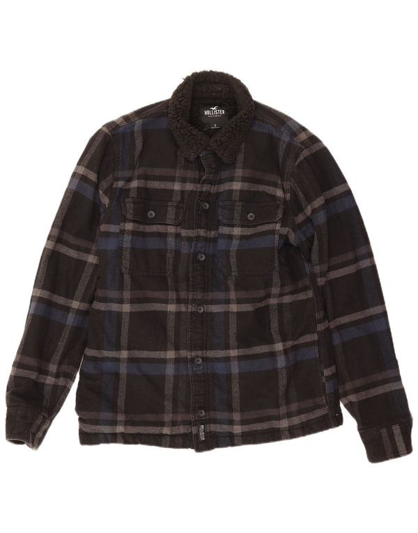 Hollister Mens Sherpa Jacket UK 36 Small Black Check Cotton