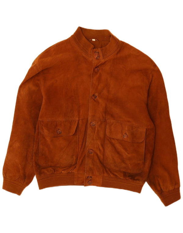 Vintage Mens Suede Jacket IT 58 4XL Brown Leather