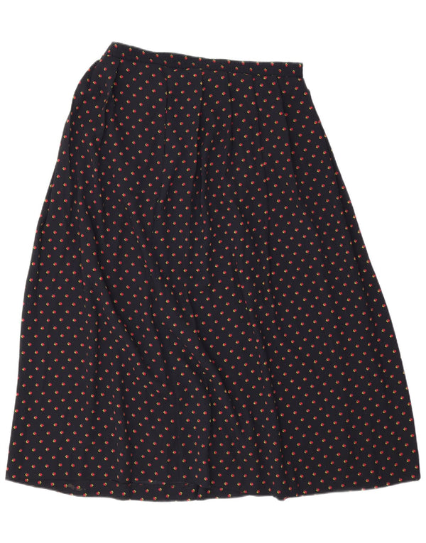 Vintage Womens High Waist A-Line Skirt US 6 Medium W32 Navy Blue Floral