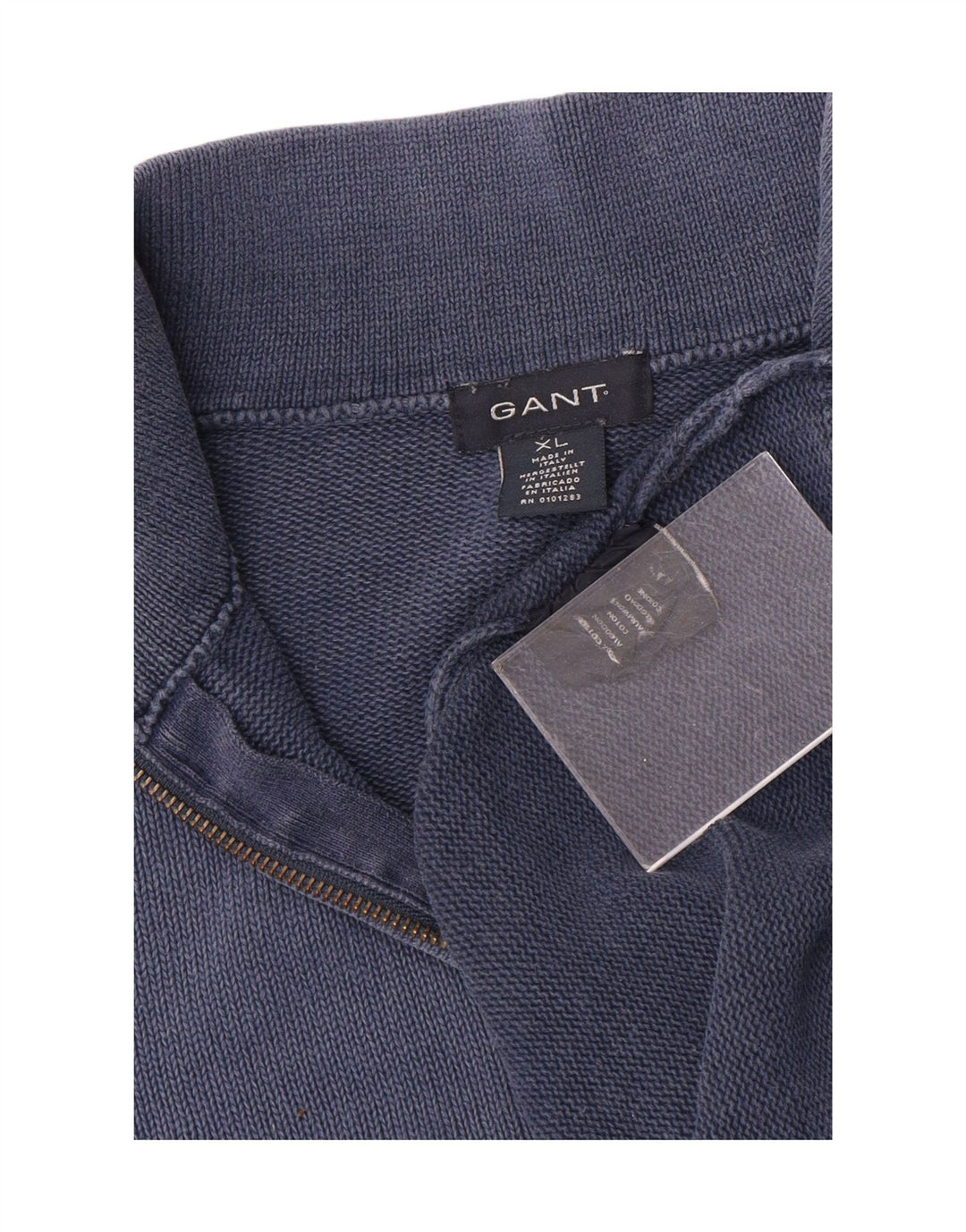 Gant Mens Zip Neck Jumper Sweater XL Navy Blue Cotton