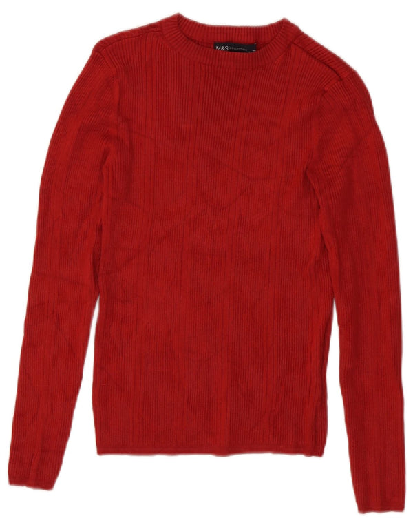 Marks & Spencer Womens Boat Neck Jumper Sweater UK 8 Small Burgundy Viscose