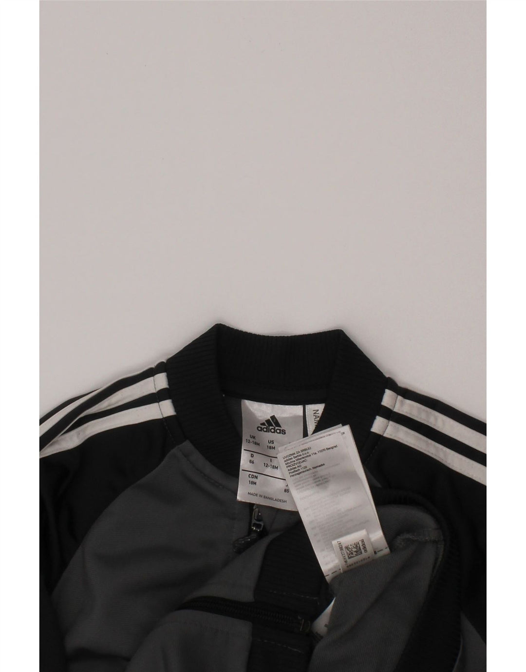 ADIDAS Baby Boys Tracksuit Top Jacket 12-18 Months Grey Colourblock