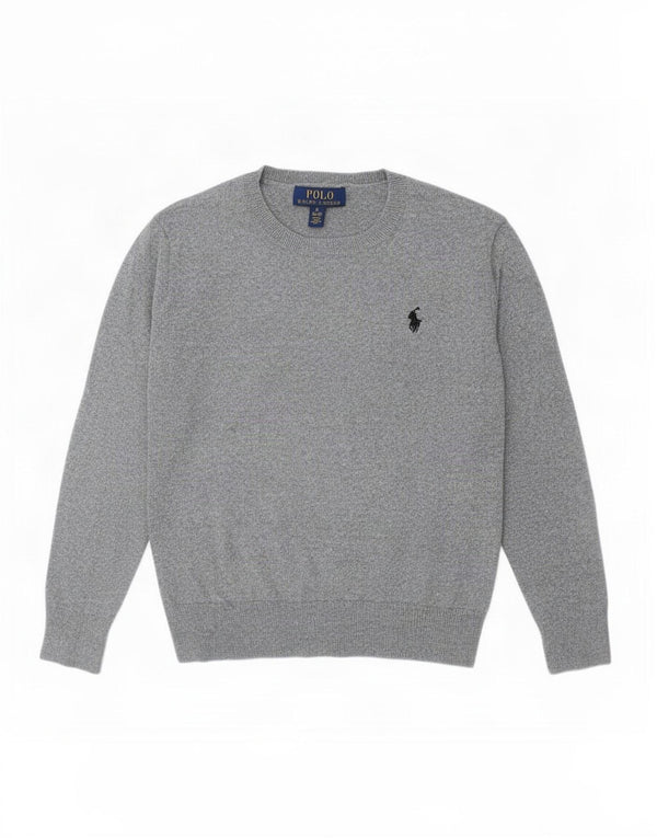 Polo Ralph Lauren Boys Boat Neck Jumper Sweater 10-11 Years Medium Grey