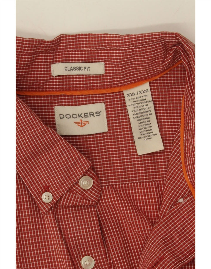 DOCKERS Mens Classic Fit Shirt 2XL Red Check Cotton Vintage Dockers and Second-Hand Dockers from Messina Hembry 