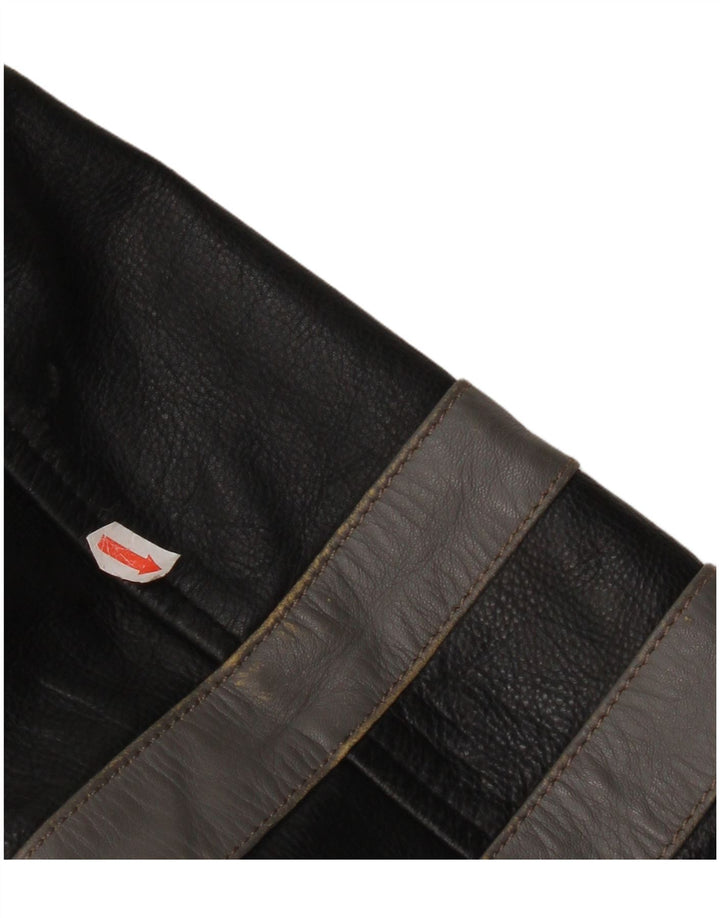 Vintage Mens Military Leather Jacket UK 40 Large Black Leather