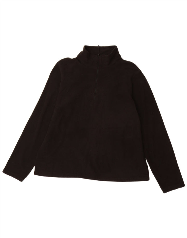 MOUNTAIN WAREHOUSE Mens Zip Neck Fleece Jumper Medium Black Polyester