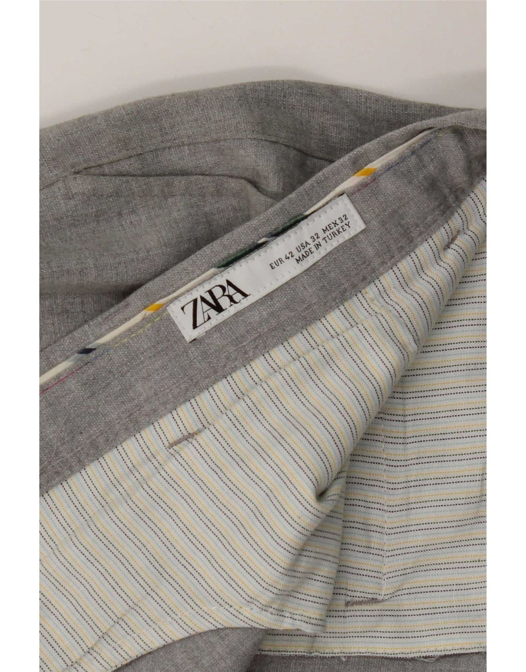 Zara Mens Slim Suit Trousers EU 42 Large W32 L28 Grey