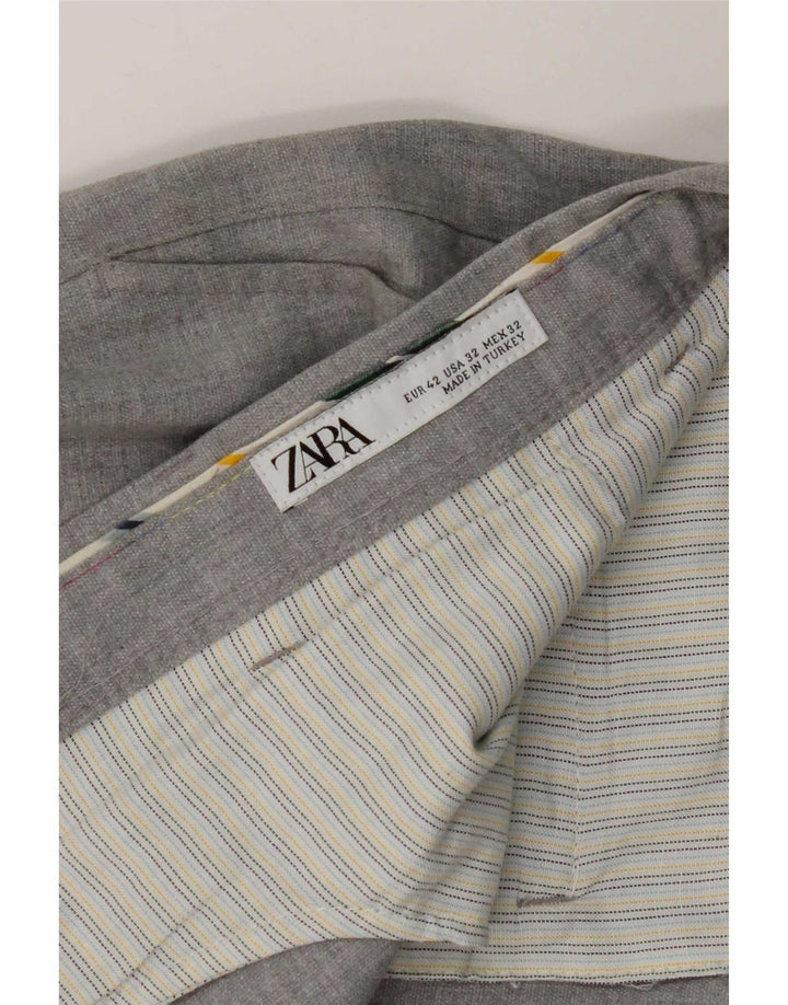 Zara Mens Slim Suit Trousers EU 42 Large W32 L28 Grey