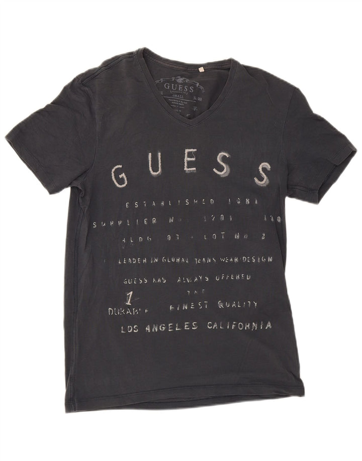 Guess Mens Graphic T-Shirt Top Small Grey Cotton