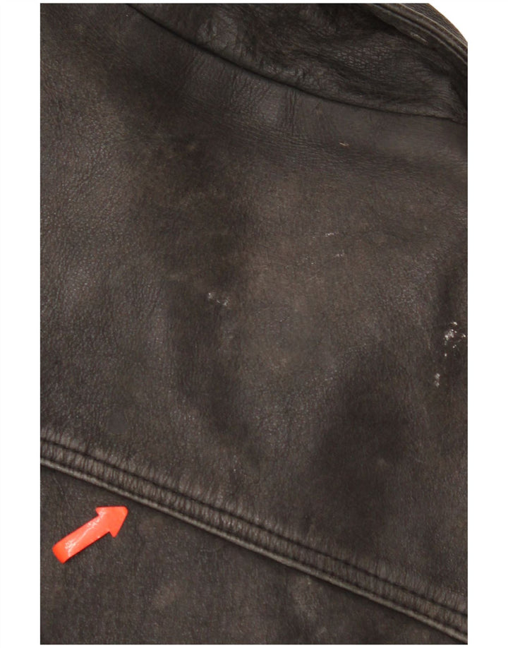 Tauri Mens Leather Jacket UK 42 XL Black Leather