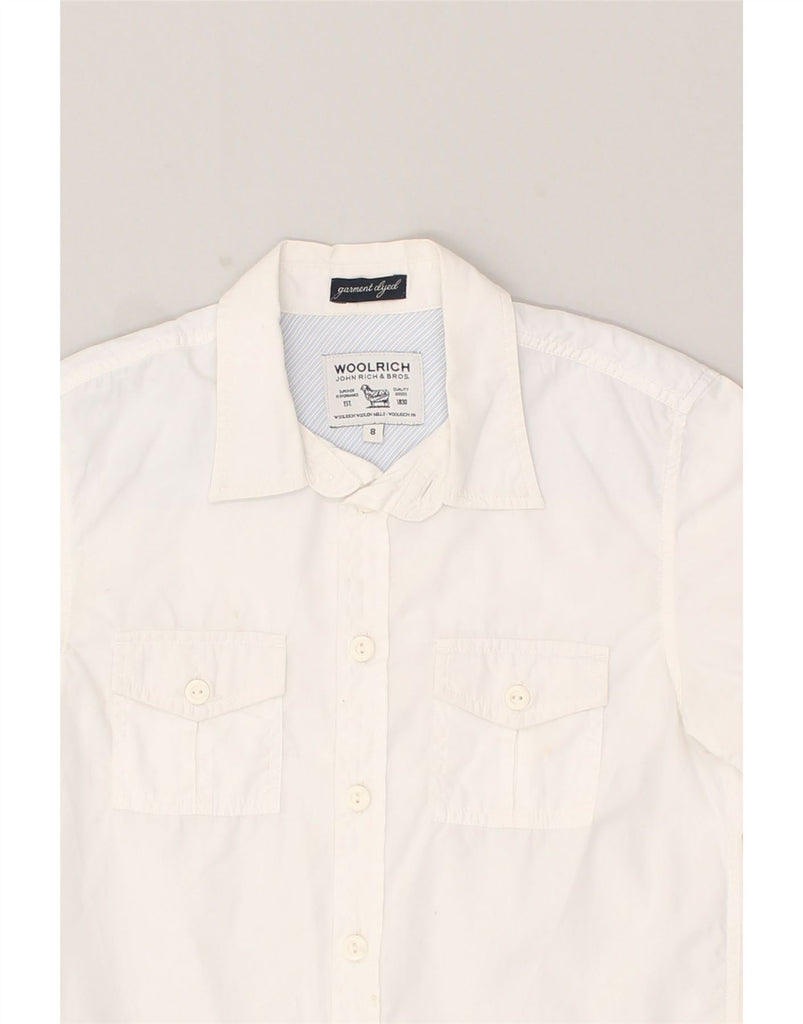 WOOLRICH Boys Garment Dyed Short Sleeve Shirt 7-8 Years White | Vintage Woolrich | Thrift | Second-Hand Woolrich | Used Clothing | Messina Hembry 