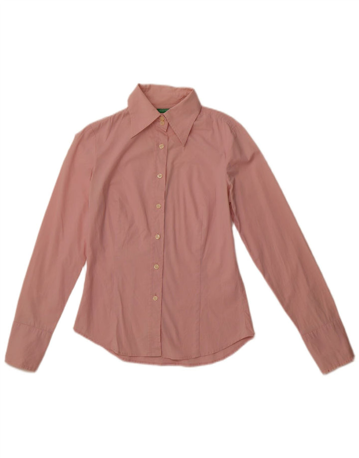 BENETTON Womens Shirt UK 10 Small Pink Cotton