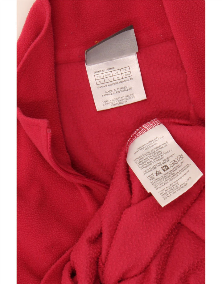 Jack Wolfskin Womens Zip Neck Fleece Jumper UK 12/14 Medium Pink Polyester