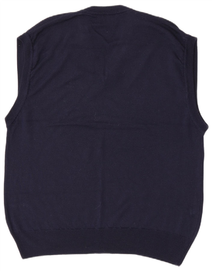 North Pole Mens Vest Tank Top XL Navy Blue Wool