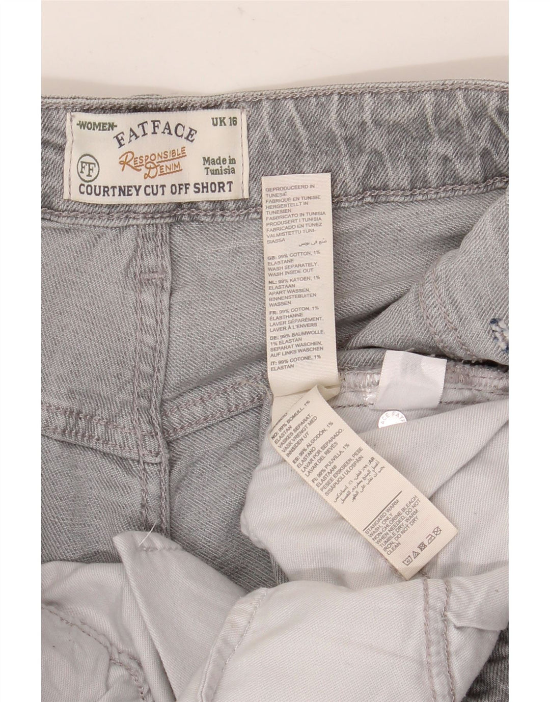 Fat Face Womens Denim Shorts UK 16 Large W36  Grey Cotton