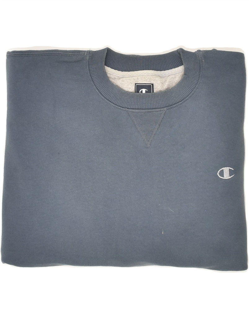 CHAMPION Mens Sweatshirt Jumper Large Blue Cotton | Vintage Champion | Thrift | Second-Hand Champion | Used Clothing | Messina Hembry 