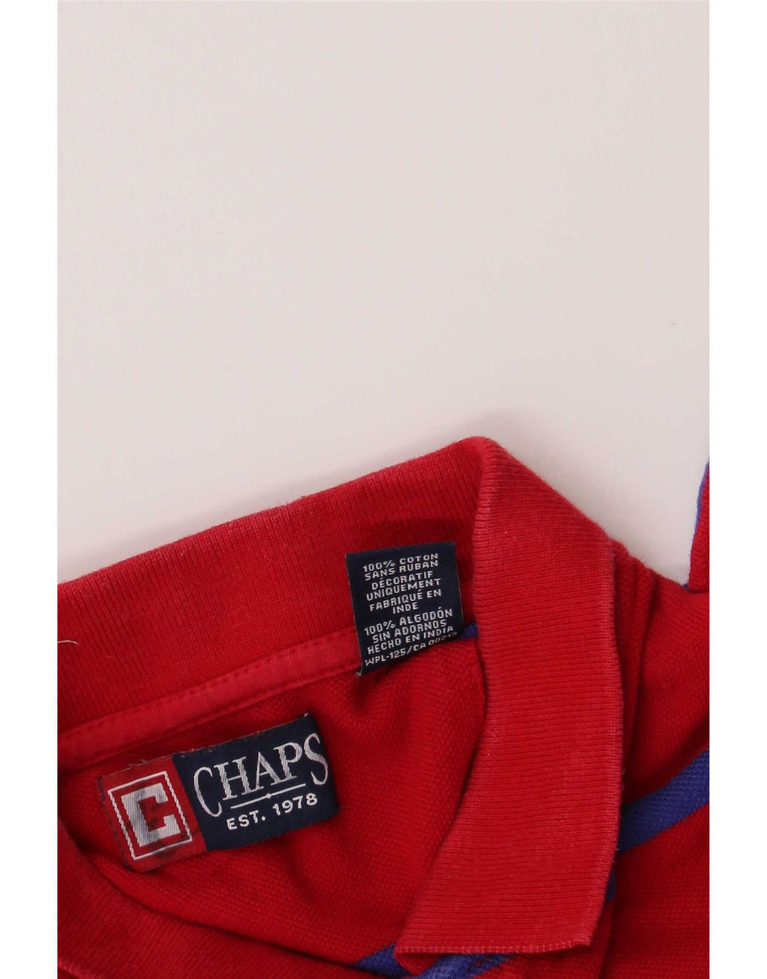 Chaps Mens Polo Shirt Medium Red Striped Cotton