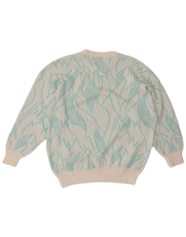 VINTAGE Womens Crew Neck Jumper Sweater IT 50 XL Turquoise Colourblock