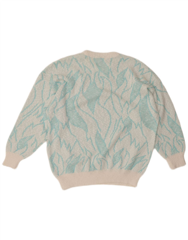 VINTAGE Womens Crew Neck Jumper Sweater IT 50 XL Turquoise Colourblock