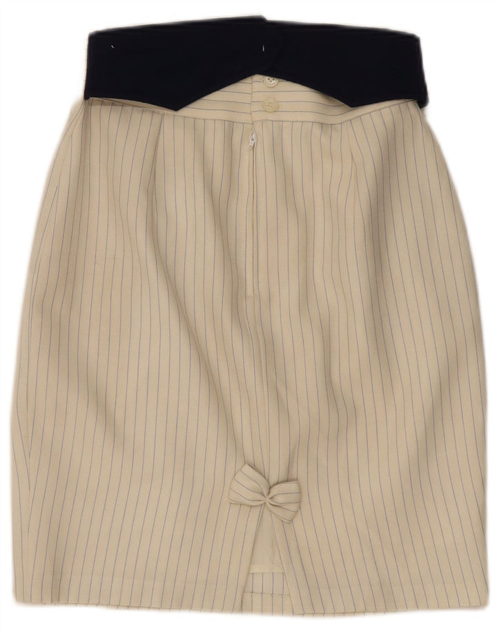 Vintage Womens Pencil Skirt IT 44 Medium W30 Beige Pinstripe