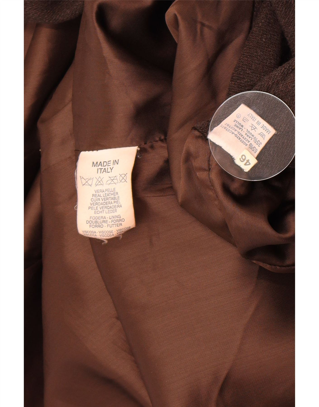 Vintage Womens Leather Coat IT 46 Large Brown Leather