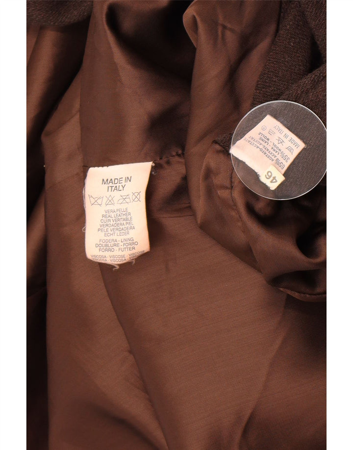 Vintage Womens Leather Coat IT 46 Large Brown Leather