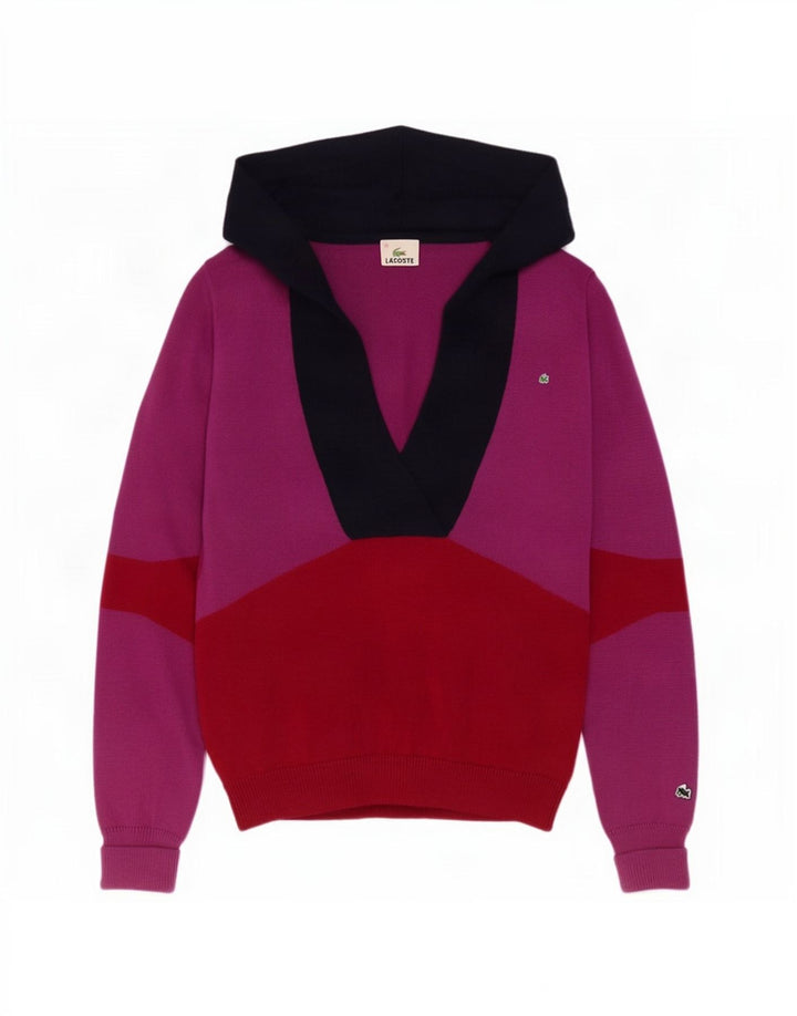 Lacoste Womens V-Neck Jumper Sweater Size 40 Medium Multicoloured
