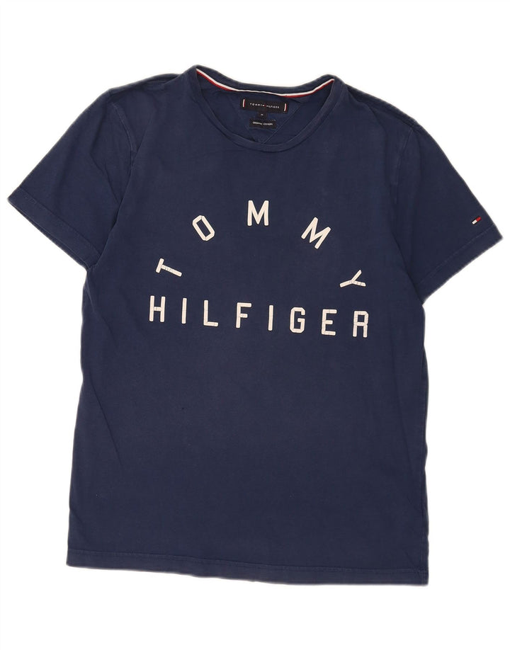 Tommy Hilfiger Mens Graphic T-Shirt Top Medium Navy Blue Cotton