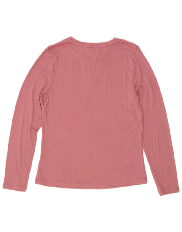 Marks & Spencer Womens Top Long Sleeve UK 12 Medium Pink Viscose