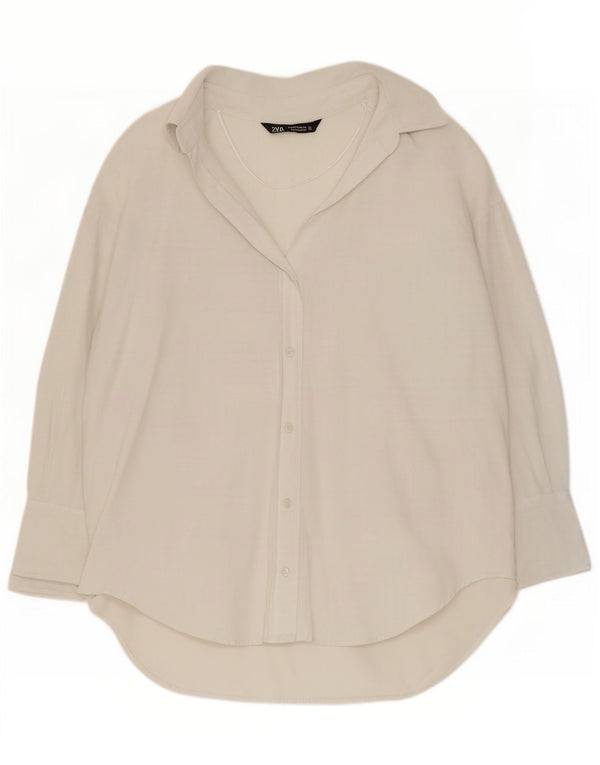 Zara Womens Oversized Shirt UK 10 Small White Cotton