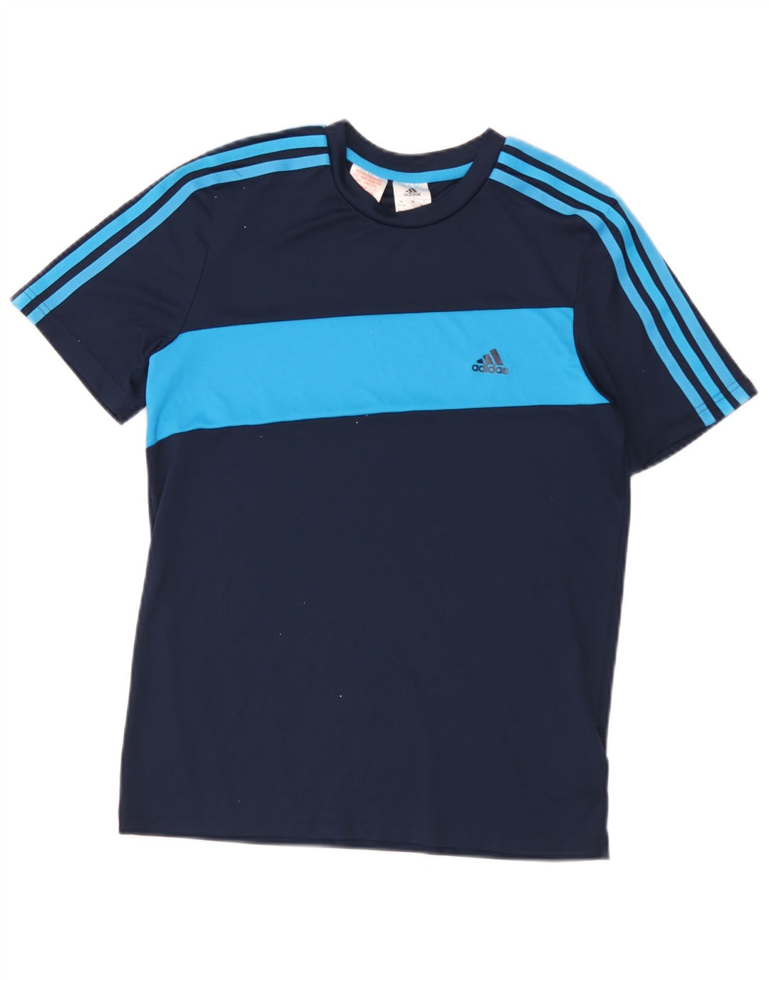 Adidas Boys T-Shirt Top 13-14 Years Navy Blue Colourblock Polyester