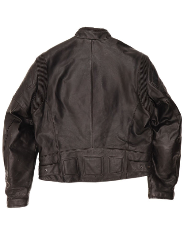 REVENGER Mens Moto Racer Leather Jacket IT 56 3XL Black Leather