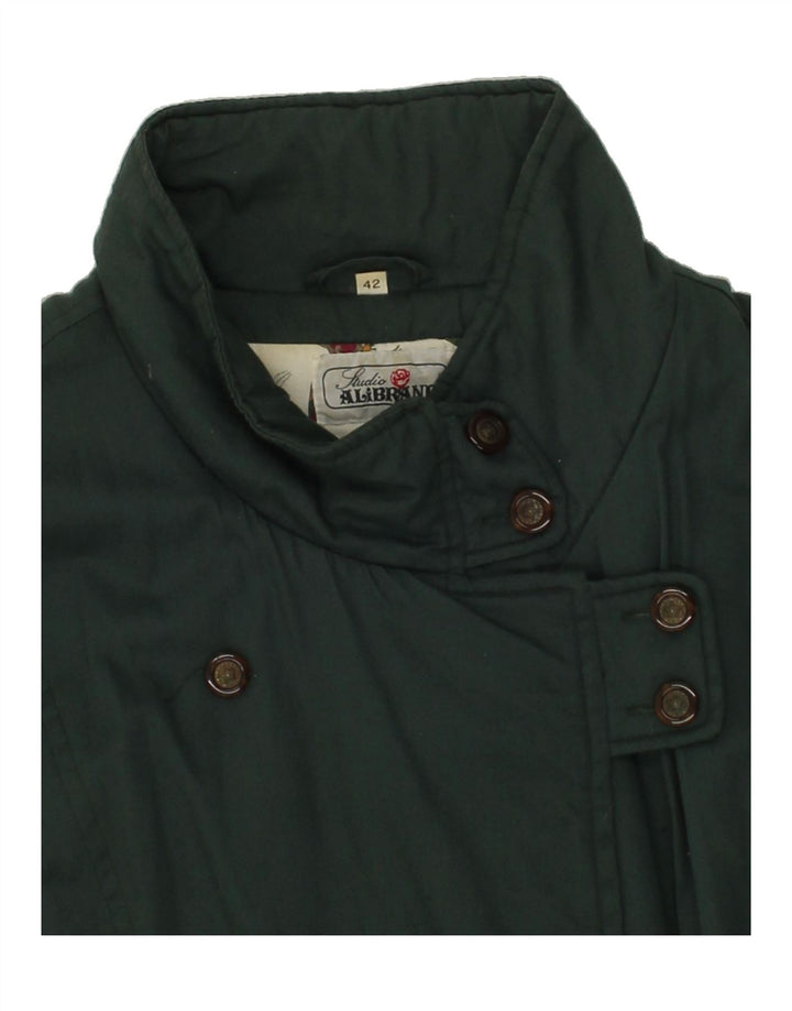 VINTAGE Womens Windbreaker Coat IT 42 Medium Green Cotton Vintage Vintage and Second-Hand Vintage from Messina Hembry 