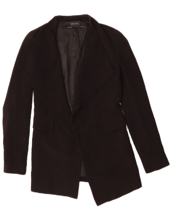 Zara Womens Open Blazer Jacket UK 6 XS Black Polyester