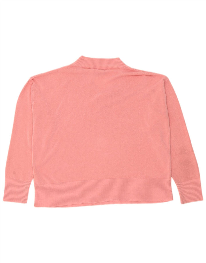 Marks & Spencer Womens Oversized V-Neck Jumper Sweater UK 16 Large Pink