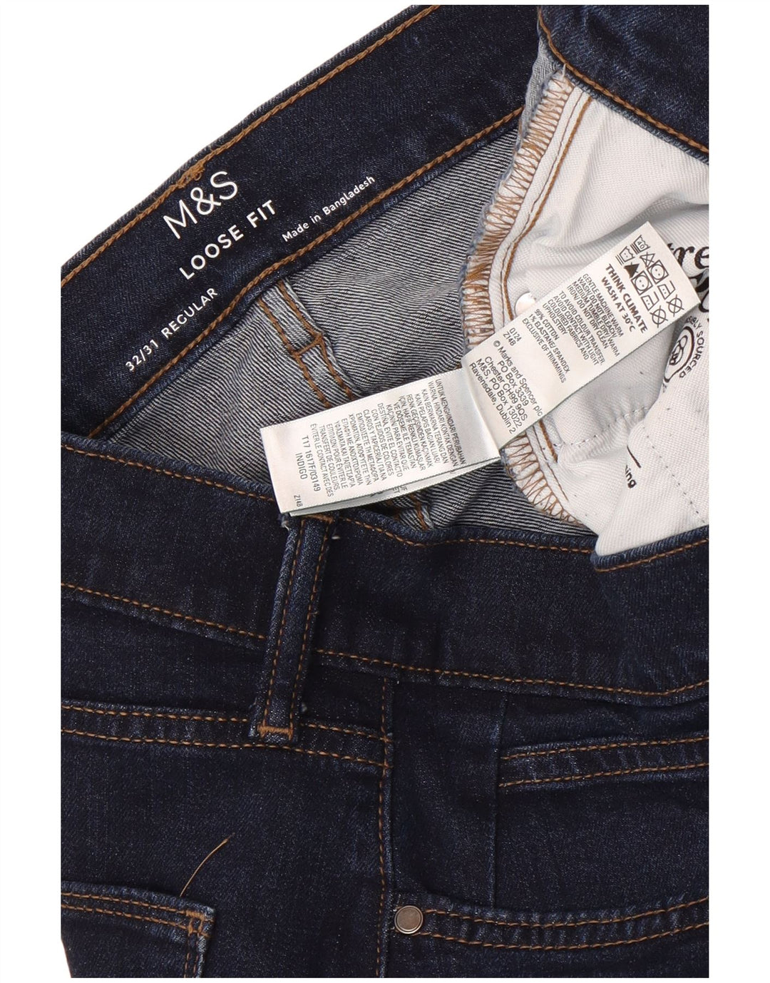 Marks & Spencer Mens Loose Jeans W32 L27 Navy Blue Cotton