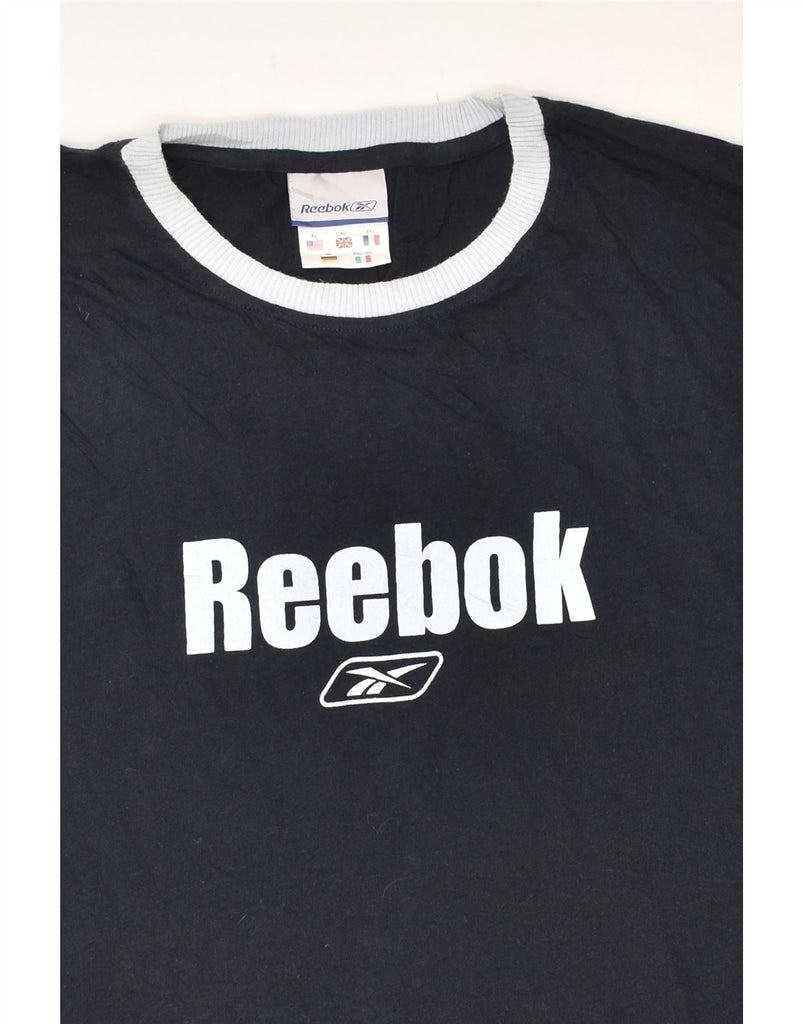REEBOK Mens Graphic Vest Top XL Navy Blue Cotton | Vintage Reebok | Thrift | Second-Hand Reebok | Used Clothing | Messina Hembry 