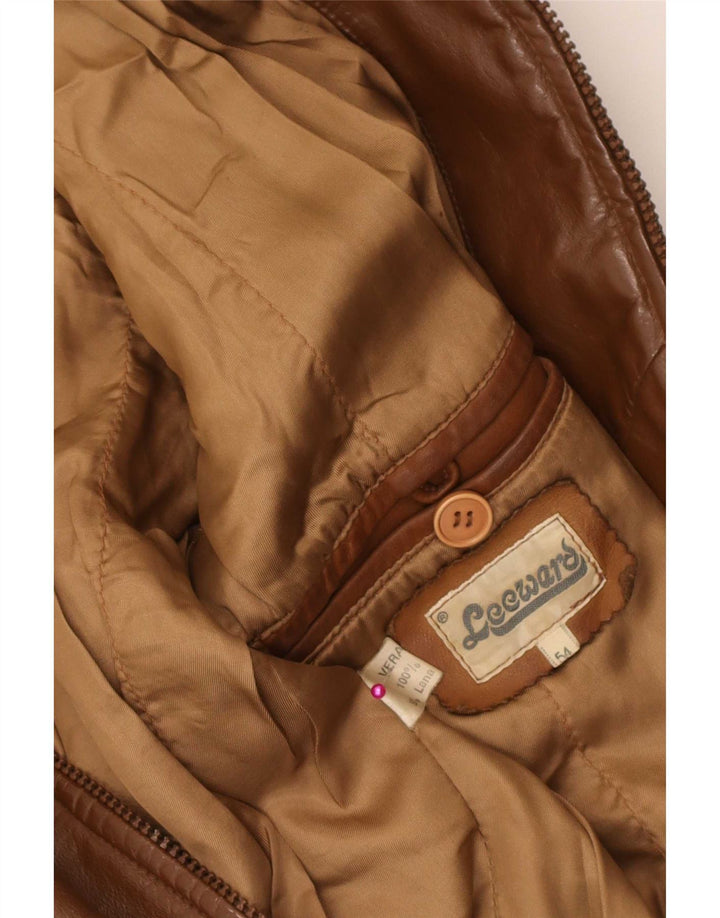 Vintage Mens Leather Jacket IT 54 XL Brown