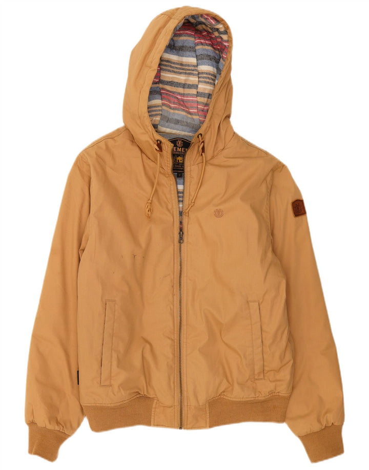 Element Mens Hooded Bomber Jacket UK 36 Small Beige Polyester