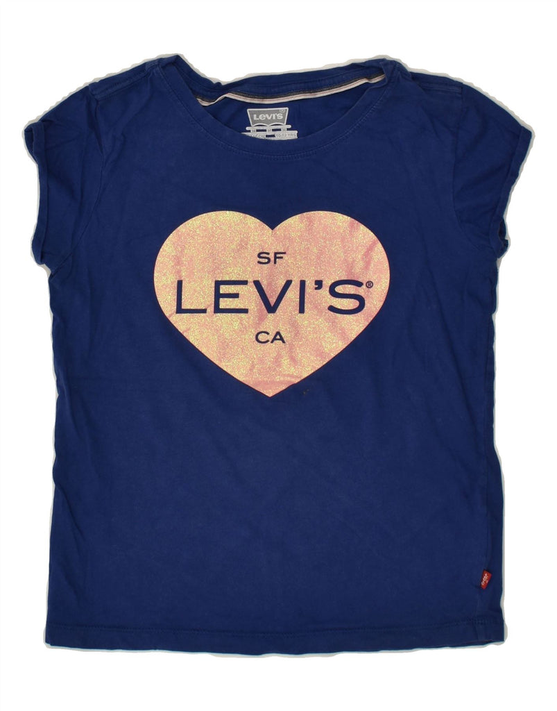 LEVI'S Girls Graphic T-Shirt Top 10-11 Years Medium  Navy Blue Cotton | Vintage Levi's | Thrift | Second-Hand Levi's | Used Clothing | Messina Hembry 