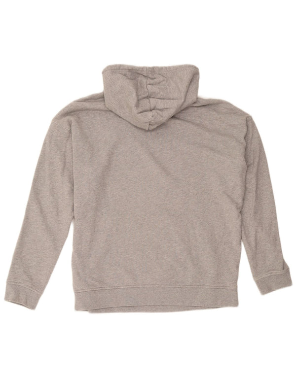Adidas Womens Graphic Oversized Hoodie Jumper UK 16 Large Grey Cotton