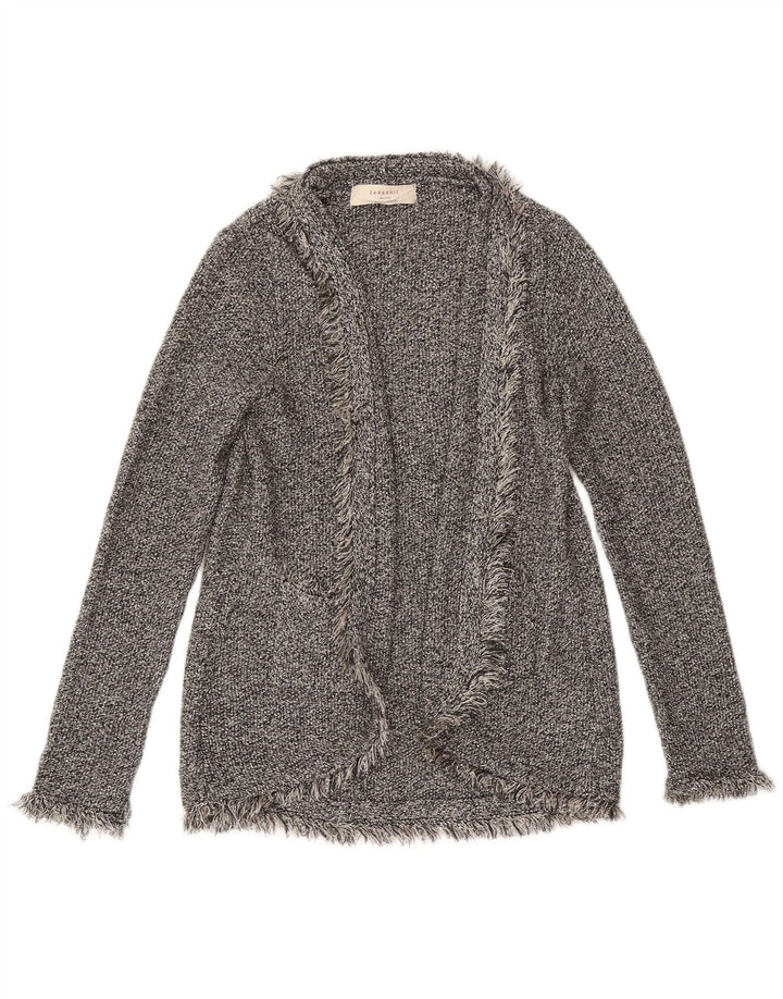 ZARA Womens Open Cardigan Sweater UK 12 Medium Grey Flecked Viscose